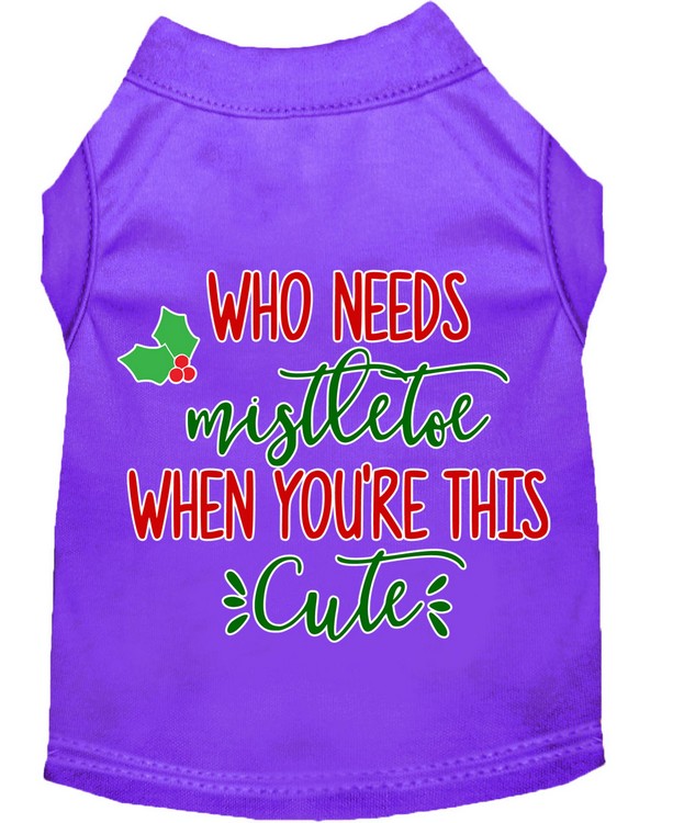 Who Needs Mistletoe Screen Print Dog Shirt Purple Lg